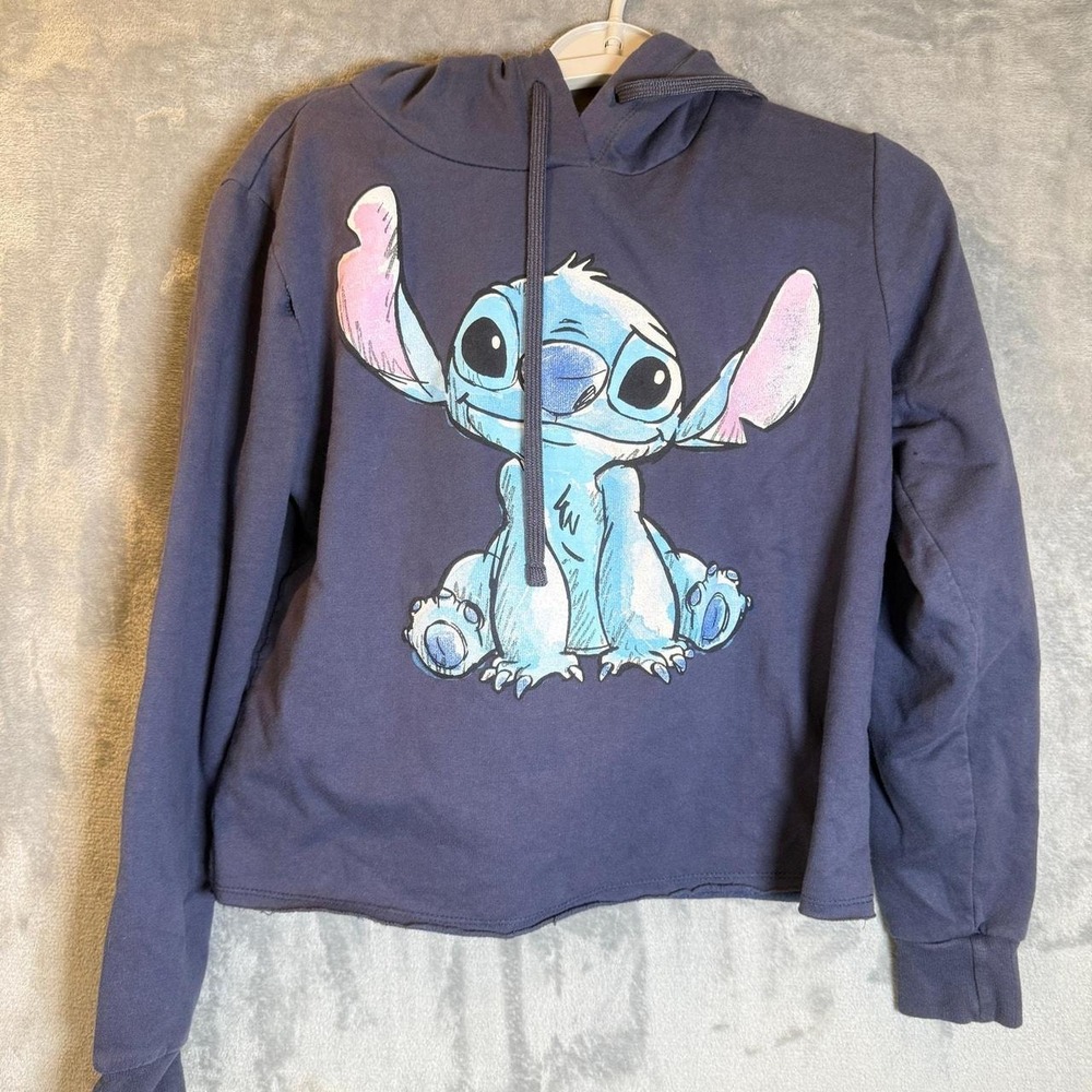 Disney Stitch Hoodie Youth Medium 7/9 Blue Pullover Sweatshirt Lilo Stitch
